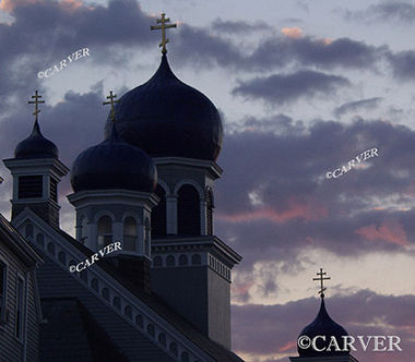 St. Nicholas Orthodox Church
St. Nicholas Orthodox Church in Salem, MA. 
The locals call it the "Russian Church".
Keywords: dome; church; silhouette; dark; sky; photo; pic